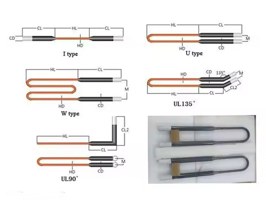 1800C Wysokiej Temperatury U-Formularz Mosi2 Element cieplny do pieca mufflowego